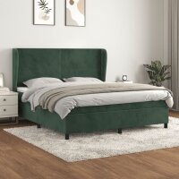 vidaXL Boxspringbett mit Matratze Dunkelgr&uuml;n 160x200 cm Samt