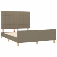 WOWONA Bettgestell mit Kopfteil Taupe 140x190 cm Stoff