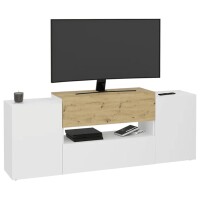 FMD TV-Schrank 182x33x70,2 cm Wei&szlig; und Artisan-Eiche