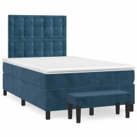 vidaXL Boxspringbett mit Matratze Dunkelblau 120x200 cm Samt