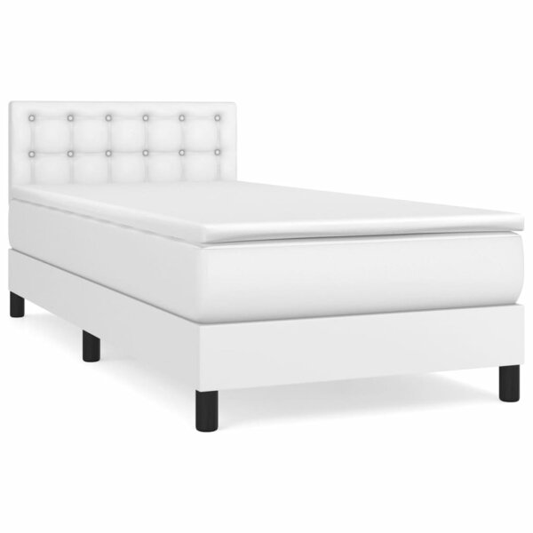 vidaXL Boxspringbett mit Matratze Wei&szlig; 90x190 cm Kunstleder