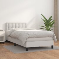 vidaXL Boxspringbett mit Matratze Wei&szlig; 90x190 cm Kunstleder