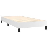 vidaXL Boxspringbett mit Matratze Wei&szlig; 90x190 cm Kunstleder