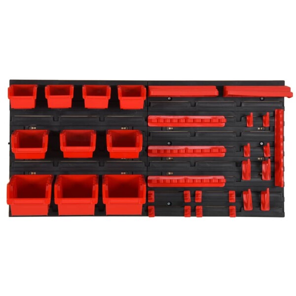 vidaXL 35-tlg Stapelboxen-Wandregal Rot &amp; Schwarz 77x39cm Polypropylen