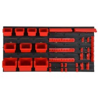 vidaXL 35-tlg Stapelboxen-Wandregal Rot & Schwarz...