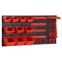 vidaXL 35-tlg Stapelboxen-Wandregal Rot &amp; Schwarz 77x39cm Polypropylen