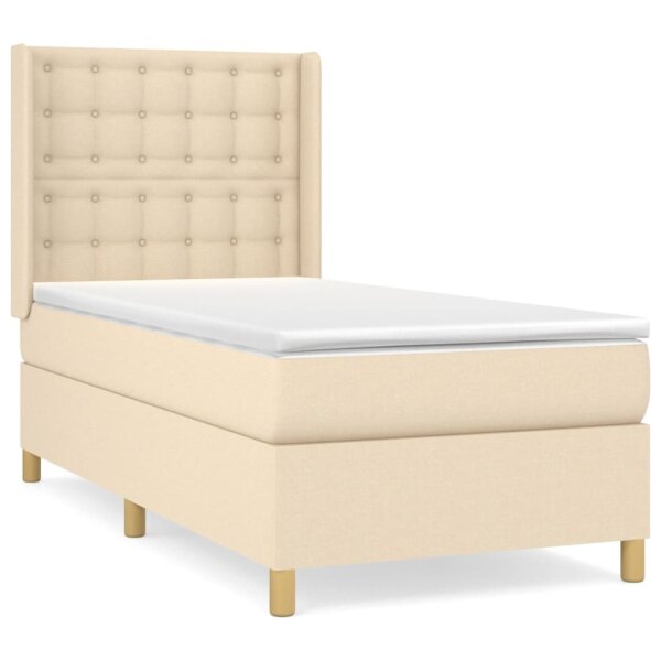 vidaXL Boxspringbett mit Matratze Creme 100x200 cm Stoff