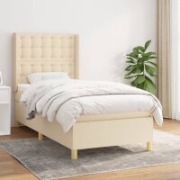 vidaXL Boxspringbett mit Matratze Creme 100x200 cm Stoff