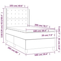 vidaXL Boxspringbett mit Matratze Creme 100x200 cm Stoff