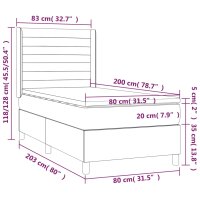 vidaXL Boxspringbett mit Matratze Dunkelbraun 80x200 cm Stoff