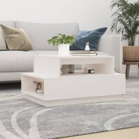 vidaXL Couchtisch Weiß 80x55x40,5 cm Massivholz Kiefer