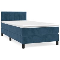 vidaXL Boxspringbett mit Matratze Dunkelblau 90x200 cm Samt