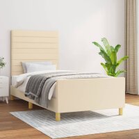 vidaXL Bettgestell mit Kopfteil Creme 90x190 cm Stoff