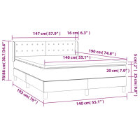 vidaXL Boxspringbett mit Matratze Hellgrau 140x190 cm Samt