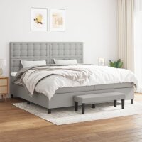 vidaXL Boxspringbett mit Matratze Hellgrau 200x200 cm Stoff