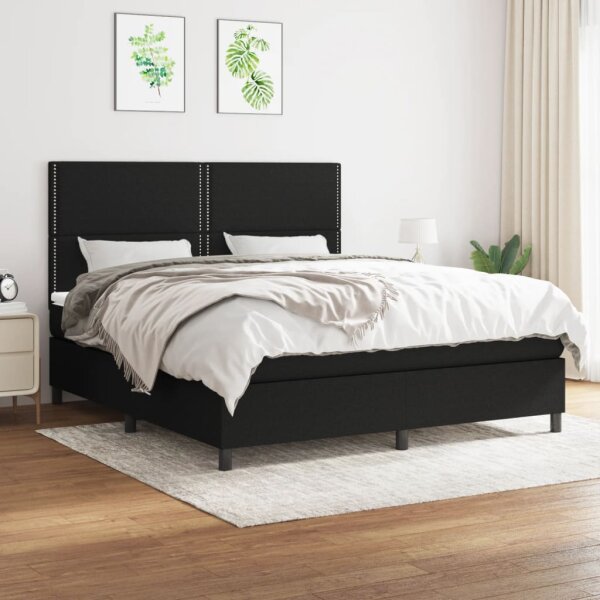 vidaXL Boxspringbett mit Matratze Schwarz 180x200 cm Stoff