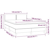 vidaXL Boxspringbett mit Matratze Hellgrau 140x190 cm Samt