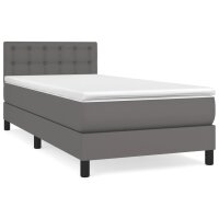 WOWONA Boxspringbett mit Matratze Grau 80x200 cm Kunstleder