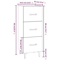 vidaXL Sideboard Betongrau 34,5x34x90 cm Holzwerkstoff