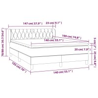 vidaXL Boxspringbett mit Matratze Creme 140x190 cm Stoff