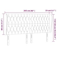 vidaXL Kopfteil mit Ohren Schwarz 203x23x118/128 cm Samt