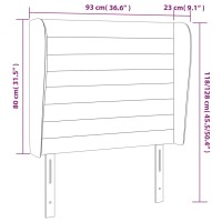 vidaXL Kopfteil mit Ohren Dunkelgrau 93x23x118/128 cm Stoff