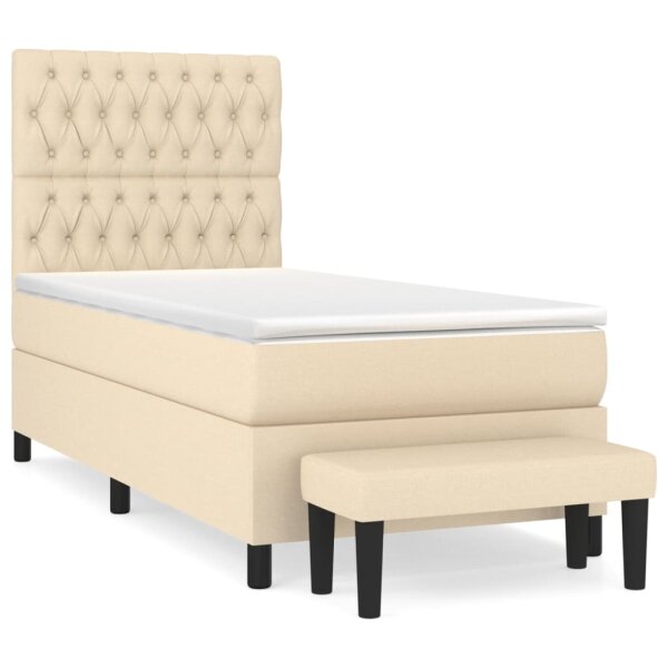 WOWONA Boxspringbett mit Matratze Creme 90x200 cm Stoff