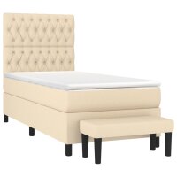 WOWONA Boxspringbett mit Matratze Creme 90x200 cm Stoff