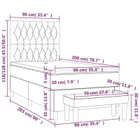 WOWONA Boxspringbett mit Matratze Creme 90x200 cm Stoff