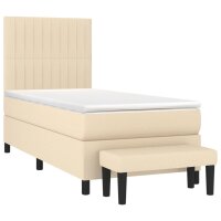 vidaXL Boxspringbett mit Matratze Creme 80x200 cm Stoff