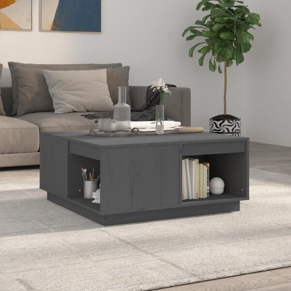 vidaXL Couchtisch Grau 80x81x36,5 cm Massivholz Kiefer