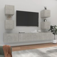 vidaXL 6-tlg. TV-Schrank-Set Betongrau Holzwerkstoff