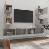 vidaXL 6-tlg. TV-Schrank-Set Betongrau Holzwerkstoff