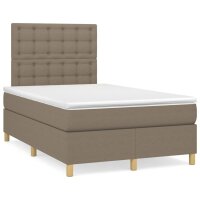 vidaXL Boxspringbett mit Matratze Taupe 120x200 cm Stoff