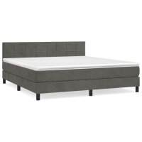 vidaXL Boxspringbett mit Matratze Dunkelgrau 180x200 cm Samt