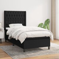 WOWONA Boxspringbett mit Matratze Schwarz 100x200 cm Stoff