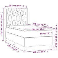 WOWONA Boxspringbett mit Matratze Schwarz 100x200 cm Stoff