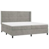 vidaXL Boxspringbett mit Matratze Hellgrau 200x200 cm Samt