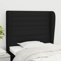 vidaXL Kopfteil mit Ohren Schwarz 93x23x118/128 cm Stoff