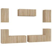 vidaXL 7-tlg. TV-Schrank-Set Sonoma-Eiche Holzwerkstoff