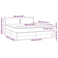 vidaXL Boxspringbett mit Matratze Hellgrau 180x200 cm Samt