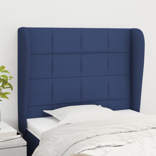 WOWONA Kopfteil mit Ohren Blau 103x23x118/128 cm Stoff