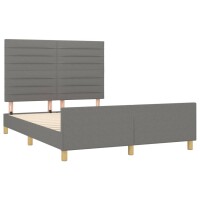 vidaXL Bettgestell mit Kopfteil Dunkelgrau 140x190 cm Stoff