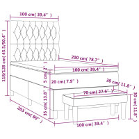 vidaXL Boxspringbett mit Matratze Dunkelbraun 100x200 cm Stoff