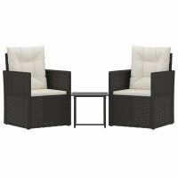 vidaXL 3-tlg. Garten-Lounge-Set mit Kissen Poly Rattan...