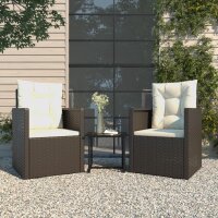 vidaXL 3-tlg. Garten-Lounge-Set mit Kissen Poly Rattan Schwarz