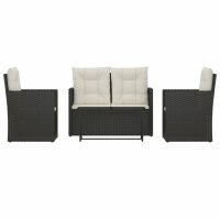 vidaXL 4-tlg. Garten-Lounge-Set mit Kissen Poly Rattan Schwarz