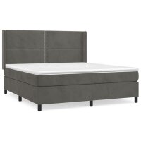 vidaXL Boxspringbett mit Matratze Dunkelgrau 180x200 cm Samt