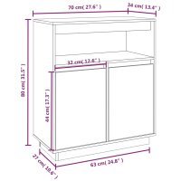 vidaXL Sideboard Grau 70x34x80 cm Massivholz Kiefer