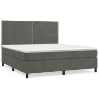 vidaXL Boxspringbett mit Matratze Dunkelgrau 180x200 cm Samt